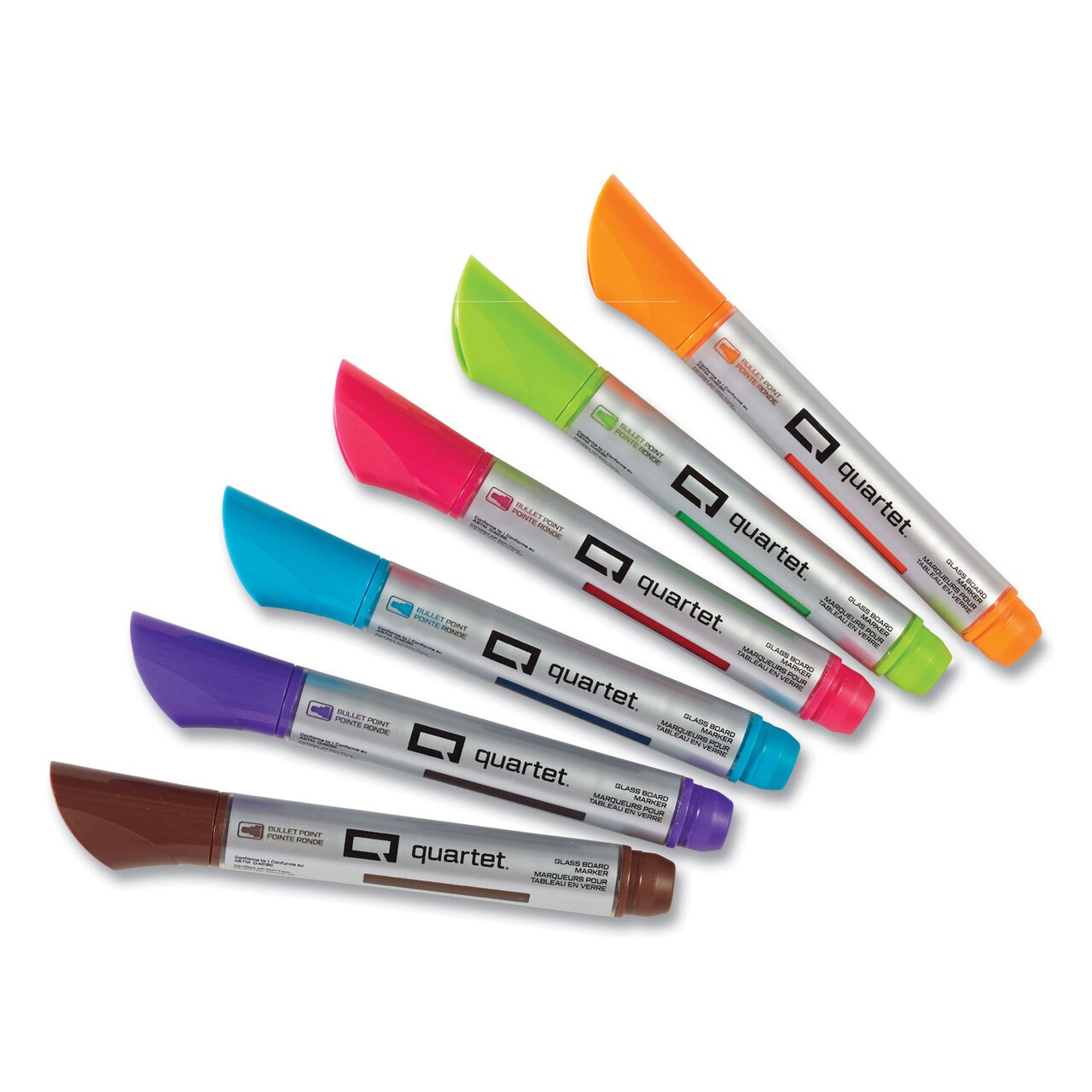 Quartet Premium Glass Board Dry Erase Marker Medium Bullet Tip Assorted Colors 6/Pack